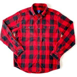 Red Buffalo Check Cotton Flannel oversized Shirt M